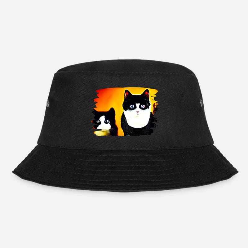 Cat pair - Bucket Hat - black