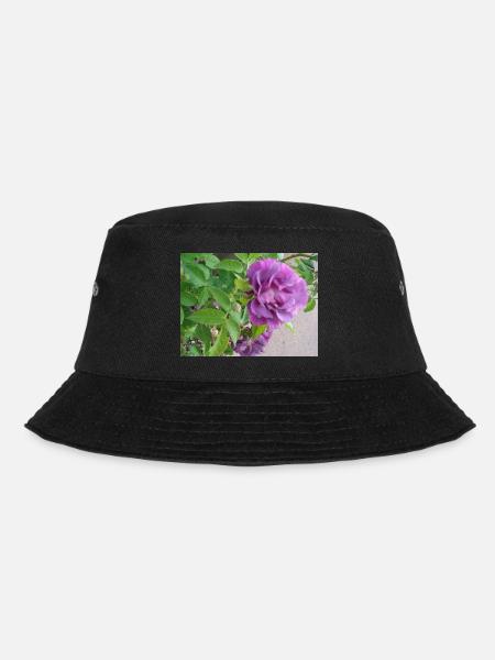 Rose blossom violet - green leaves - Bucket Hat - black