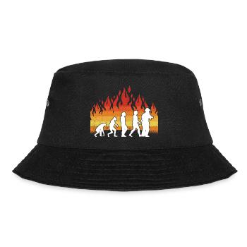 Evolution Feuerwehr Retro Feuerwehrmann Beruf - Bucket Hat - Schwarz - Vorne - Lela (165cm)