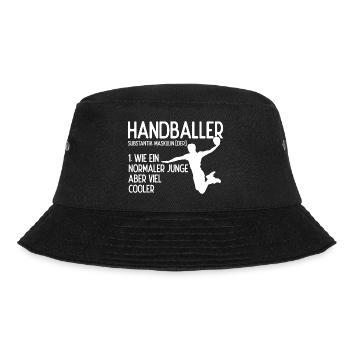 Handballspieler Handballer Coach Geschenk Handball - Bucket Hat - Schwarz - Vorne - Lela (165cm)