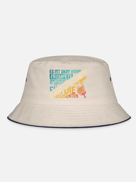 Trompete für Intelligente Spruch Geschenk Trompete - Bucket Hat - Natur/Navy - Vorne