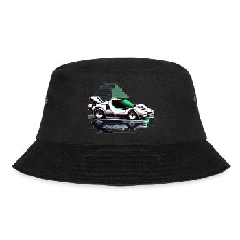 Sportwagen für Videospiel Gamer in 8 Bit Grafik - Bucket Hat - Schwarz - Vorne - Lela (165cm)