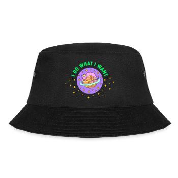 Funny cat in space "I do what I want" - Bucket Hat - black - Front - Lela (165cm)