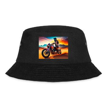 Motorcycle Motocross in Desert at Sunset - Bucket Hat - black - Front - Lela (165cm)