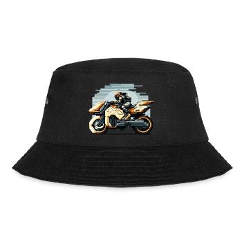 Motorcycle a la Science Fiction in 8 Bit Artwork - Bucket Hat - black - Front - Lela (165cm)