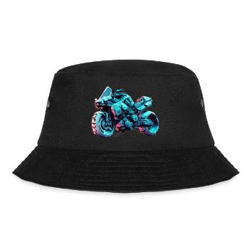So sieht ein Biker Motorrad der Zukunft aus - Bucket Hat - Schwarz - Vorne - Lela (165cm)