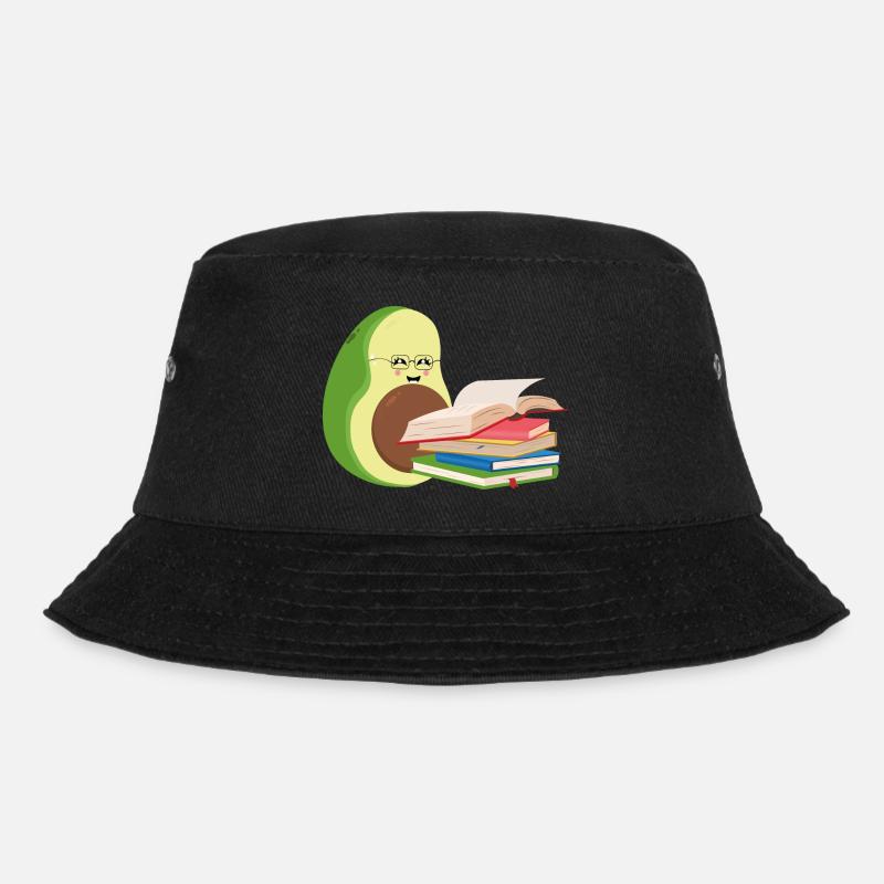 Lustige Avocado liest Bücher - Bucket Hat - Schwarz
