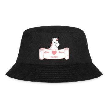 Live, Love, Laugh - Weiß/Rose - Bucket Hat - Schwarz - Vorne - Lela (165cm)