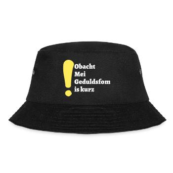 Obacht - bayerischer Spruch - Bucket Hat - Schwarz - Vorne - Lela (165cm)