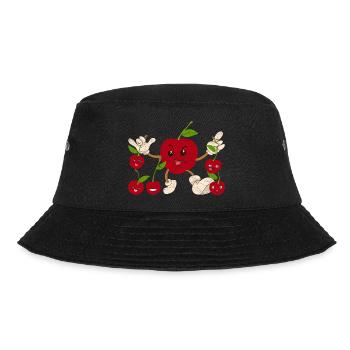 Kirschenliebhaber Obst Geschenk Lustiges Kirsch - Bucket Hat - Schwarz - Vorne - Lela (165cm)