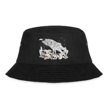Kristalle Okkult Totenkopf Krähe Geschenk Raben - Bucket Hat - Schwarz - Vorne - Lela (165cm)