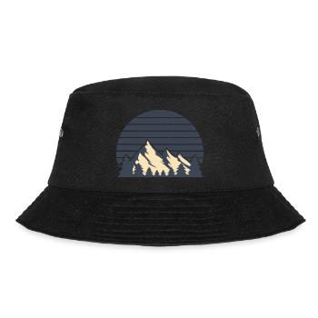 vintage sunset Berge weiß 2 - Bucket Hat - Schwarz - Vorne - Lela (165cm)