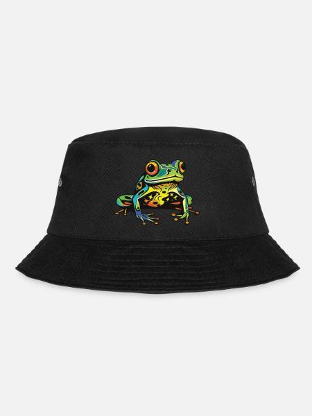Frosch Kopf - Bucket Hat - Schwarz
