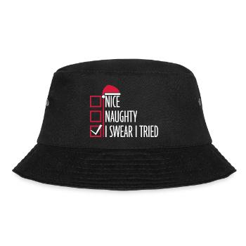Nice Naughty I Swear I Tried Liste Weihnachten - Bucket Hat - Schwarz - Vorne - Lela (165cm)