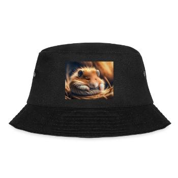 Niedliche Tiere im Winterschlaf – Hamster - Bucket Hat - Schwarz - Vorne - Lela (165cm)