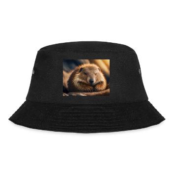 Niedliche Tiere im Winterschlaf – Murmeltier - Bucket Hat - Schwarz - Vorne - Lela (165cm)