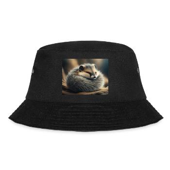 Niedliche Tiere im Winterschlaf – Siebenschläfer - Bucket Hat - Schwarz - Vorne - Lela (165cm)