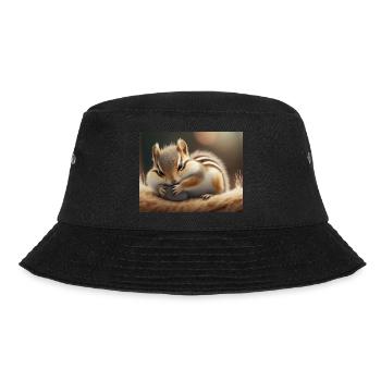 Niedliche Tiere im Winterschlaf – Streifenhörnchen - Bucket Hat - Schwarz - Vorne - Lela (165cm)
