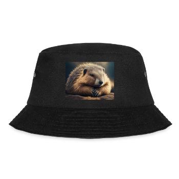 Niedliche Tiere im Winterschlaf – Murmeltier - Bucket Hat - Schwarz - Vorne - Lela (165cm)