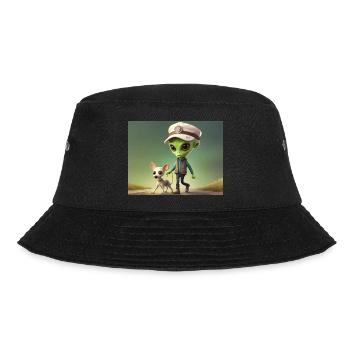 süßes kleines grünes Retro-Alien nimmt den Hund raus - Bucket Hat - Schwarz - Vorne - Lela (165cm)