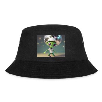 cute little green retro vintage alien everyday - Bucket Hat - black - Front - Lela (165cm)