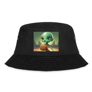 cute little green retro vintage alien basketball - Bucket Hat - black - Front - Lela (165cm)