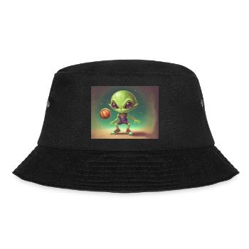 niedliches kleines grünes retro vintage alien basketball - Bucket Hat - Schwarz - Vorne - Lela (165cm)