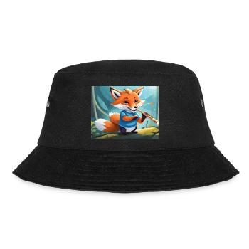 niedlicher kleiner Unhold, Fuchs im Alltag, der Flöte spielt - Bucket Hat - Schwarz - Vorne - Lela (165cm)