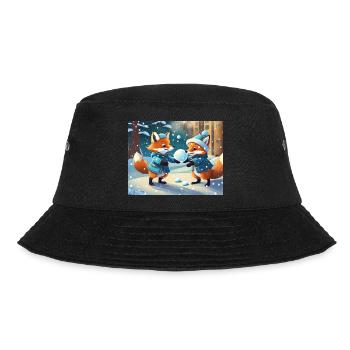 cute little fiend fox everyday life – playing snow - Bucket Hat - black - Front - Lela (165cm)