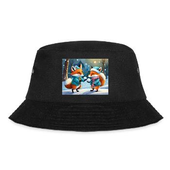 cute little fiend fox everyday life – playing snow - Bucket Hat - black - Front - Lela (165cm)