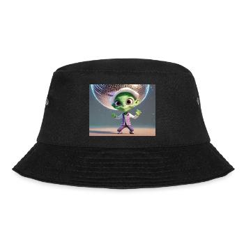 cute little green retro vintage alien dancing - Bucket Hat - black - Front - Lela (165cm)