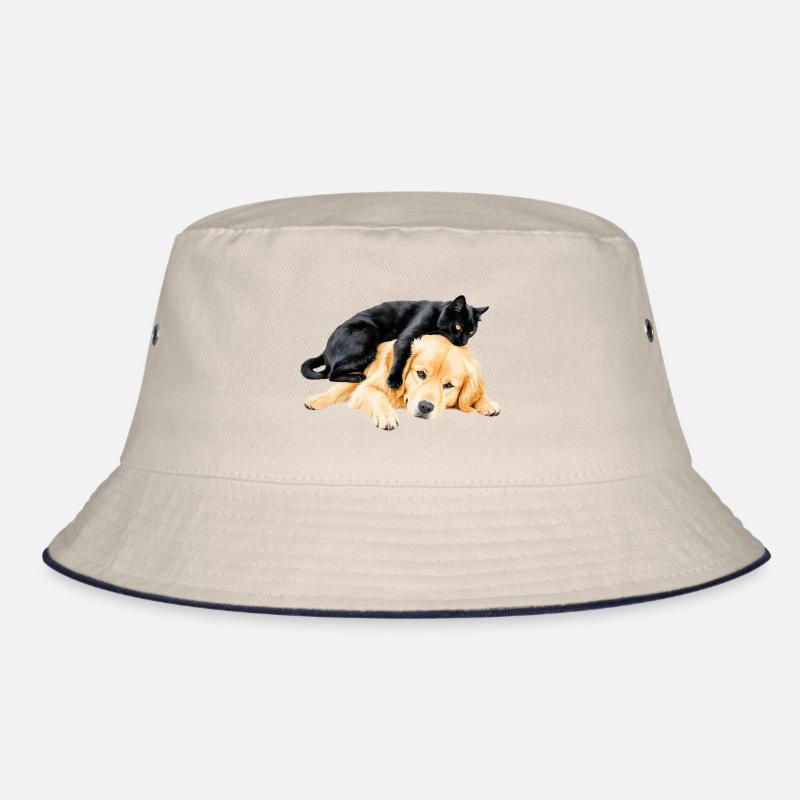 Schwarze Katze und golden retriever Bucket Hat