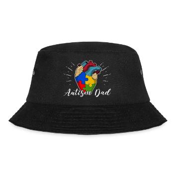 Autism Dad Heart Puzzle Piece Men Women Children - Bucket Hat - black - Front - Lela (165cm)