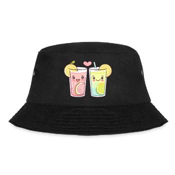 Lemonade Couple Love Drink Heart Funny - Bucket Hat - black - Front - Lela (165cm)