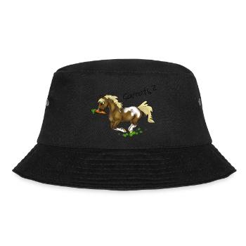 Carrots? Rennendes Pony mit Karotte im Maul - Bucket Hat - Schwarz - Vorne - Lela (165cm)