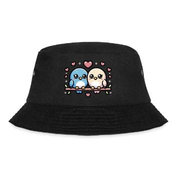 cute lovebirds perched on a branch - Bucket Hat - black - Front - Lela (165cm)