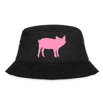 Cute Piggy Pig Silhouette Animal Love - Bucket Hat - black - Front - Lela (165cm)