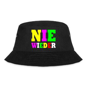 Nie wieder - Bucket Hat - Schwarz - Vorne - Lela (165cm)
