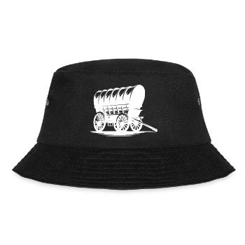 Fuhrwerk Pferde Gespann Alter Planwagen - Bucket Hat - Schwarz - Vorne - Lela (165cm)