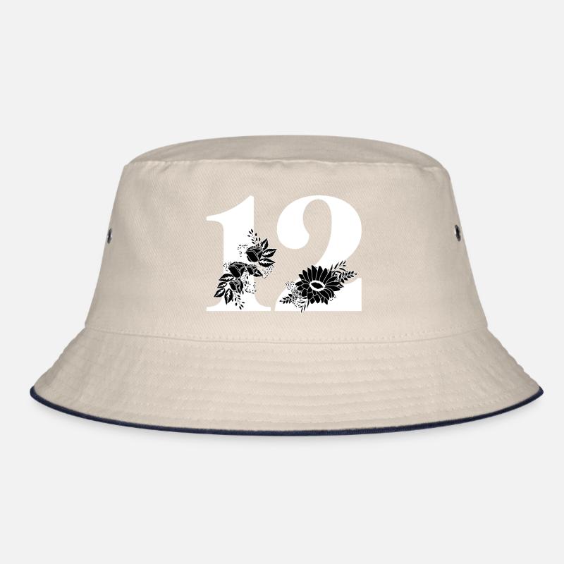Nummer 12 Schwarze Blumen - 12. Blumengeburtstag Bucket Hat