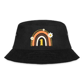 1. Geburtstag Gelber Regenbogen - Bucket Hat - Schwarz - Vorne - Lela (165cm)