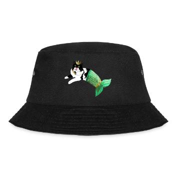 Schwarz-weiße Meerjungfrau Katze - Bucket Hat - Schwarz - Vorne - Lela (165cm)