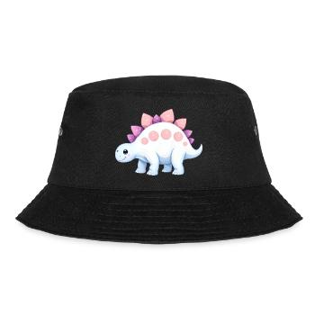 Joyful Cartoon Dinosaur with Pink Accents - Bucket Hat - black - Front - Lela (165cm)