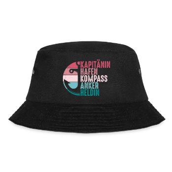 Kapitänin Hafen Kompass Anker Retro Seglerin - Bucket Hat - Schwarz - Vorne - Lela (165cm)
