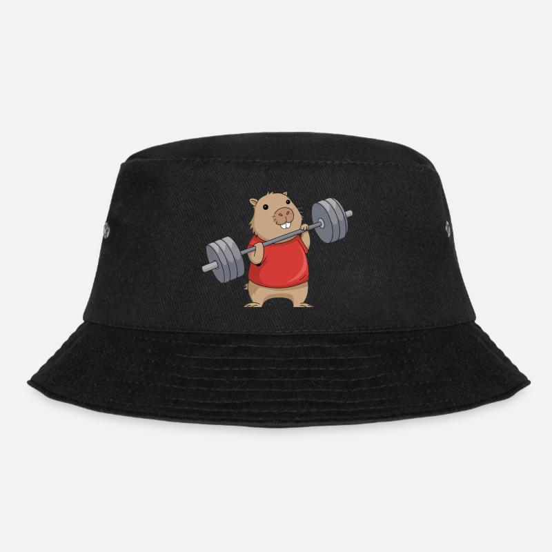 Mignon Capybara Haltérophilie Dessin Animé - Bob - noir