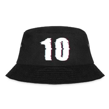 10 Zehn Zahl Effekt Verzerrt Nummer - Bucket Hat - Schwarz - Vorne - Lela (165cm)