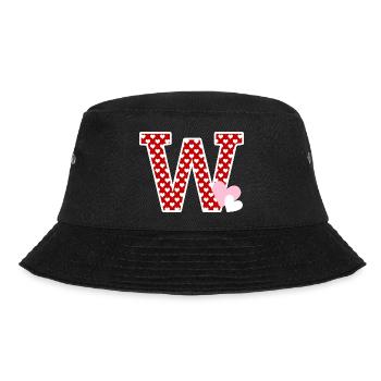 Buchstabe w Herz - Bucket Hat - Schwarz - Vorne - Lela (165cm)