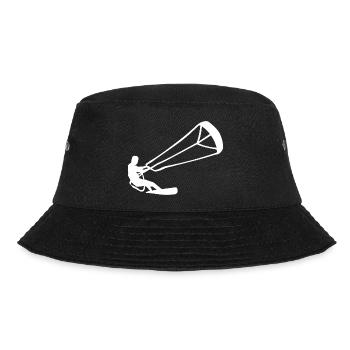Minimalist Kitesurfer Kiting Silhouette - Bucket Hat - black - Front - Lela (165cm)