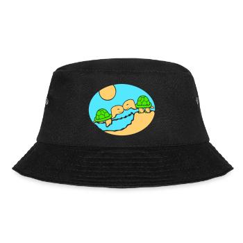 2 Schildkröten Strand Pärchen Verliebt küssen Meer - Bucket Hat - Schwarz - Vorne - Lela (165cm)