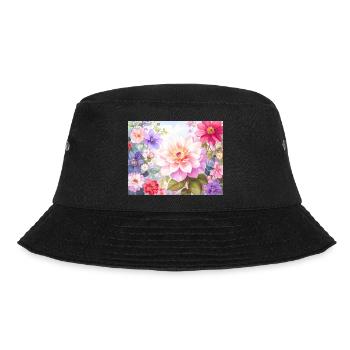 Pastel Flowers for Spring Clothing - Bucket Hat - black - Front - Lela (165cm)